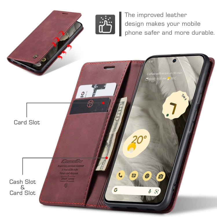 For Google Pixel 8 CaseMe 013 Multifunctional Horizontal Flip Leather Phone Case(Wine Red) by CaseMe
