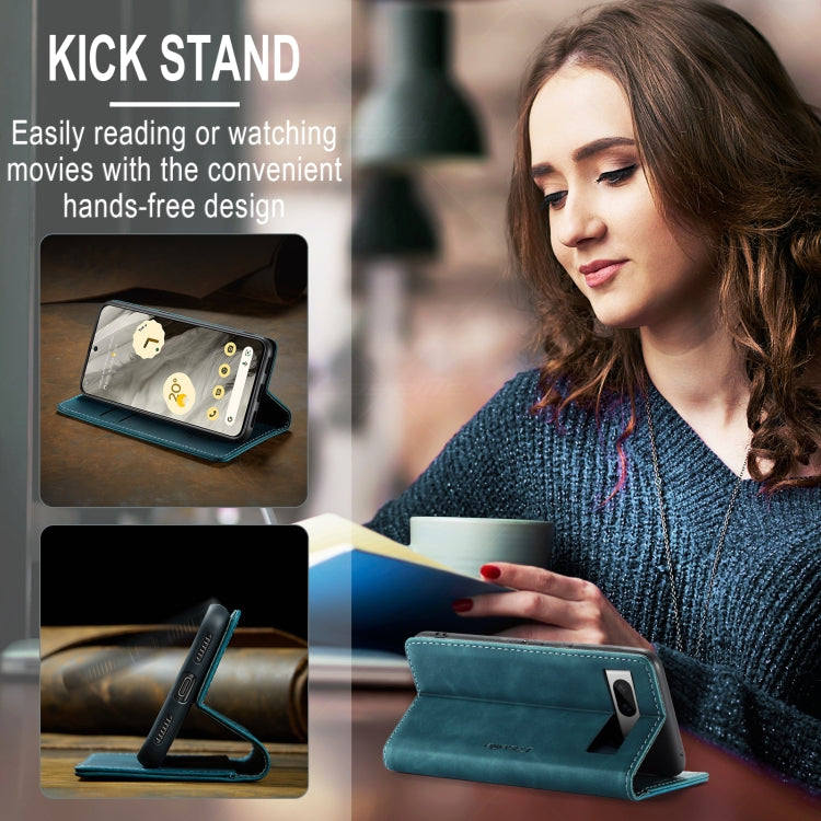 For Google Pixel 8 CaseMe 013 Multifunctional Horizontal Flip Leather Phone Case(Blue) by CaseMe