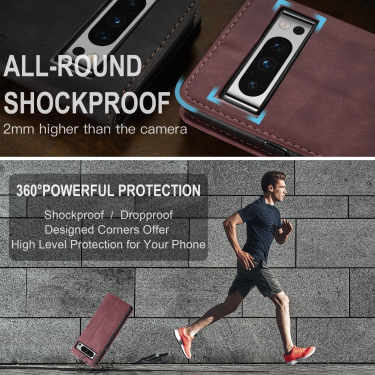 For Google Pixel 8 Pro CaseMe 013 Multifunctional Horizontal Flip Leather Phone Case(Wine Red) by CaseMe