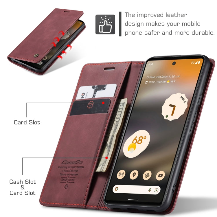 For Google Pixel 6A CaseMe 013 Multifunctional Horizontal Flip Leather Phone Case(Wine Red) by CaseMe