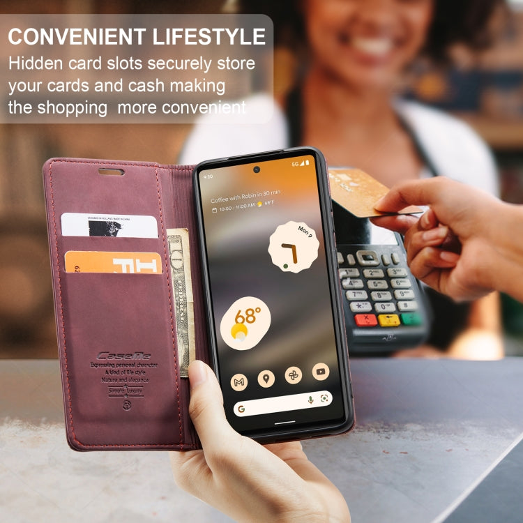 For Google Pixel 6A CaseMe 013 Multifunctional Horizontal Flip Leather Phone Case(Wine Red) by CaseMe