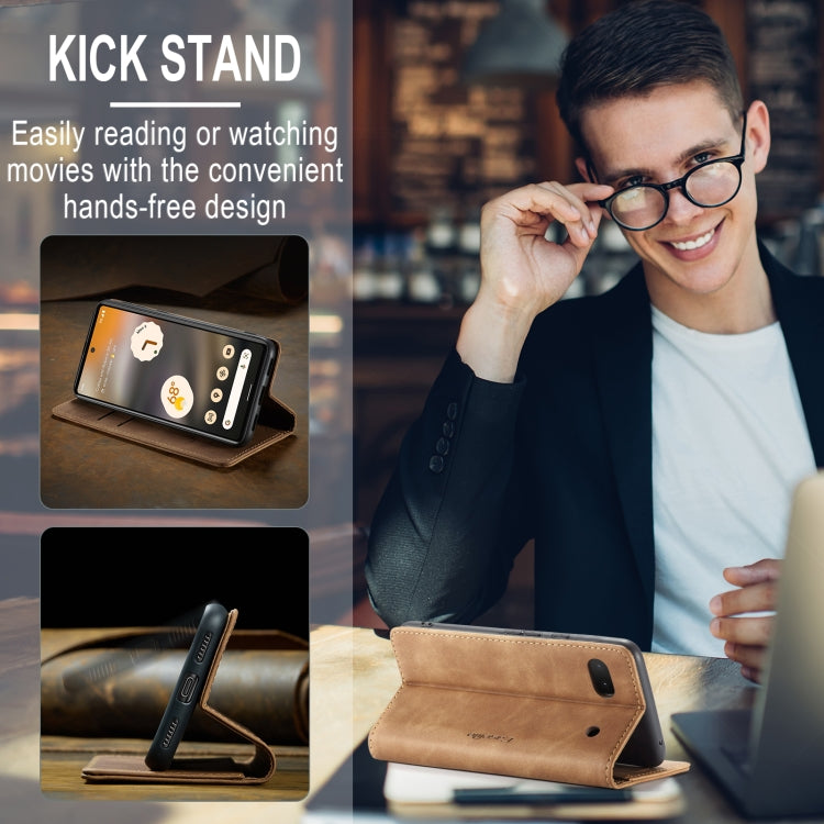 For Google Pixel 6A CaseMe 013 Multifunctional Horizontal Flip Leather Phone Case(Brown) by CaseMe