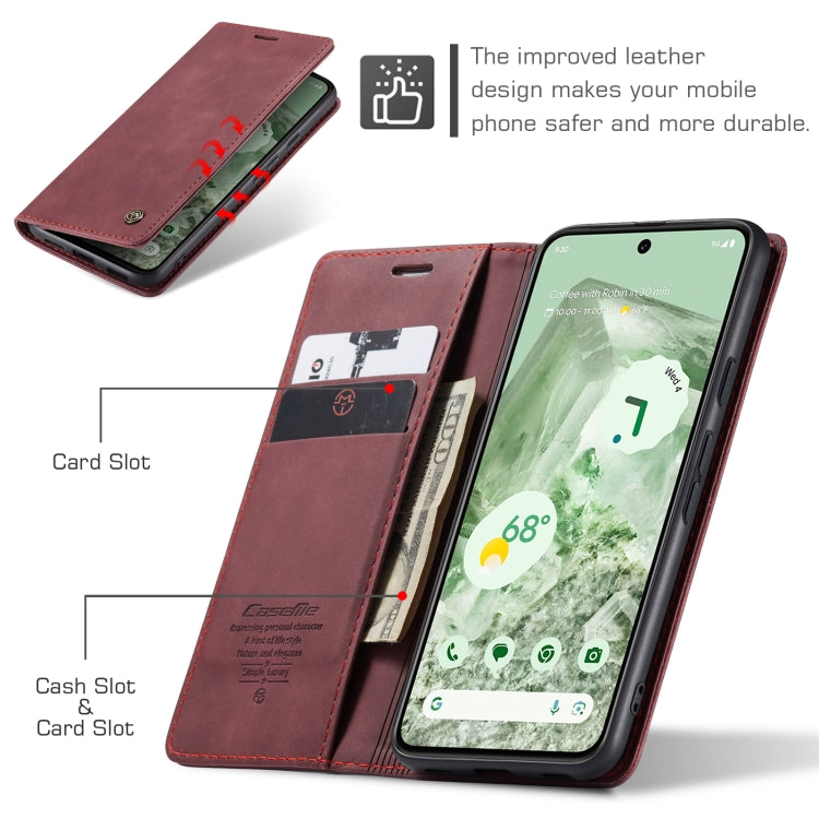 For Google Pixel 8A CaseMe 013 Multifunctional Horizontal Flip Leather Phone Case(Wine Red) by CaseMe