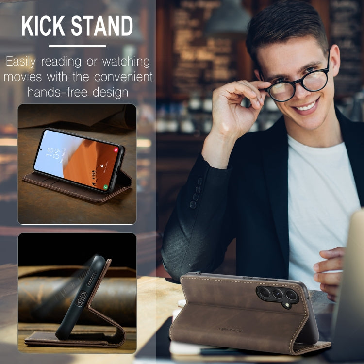For Samsung Galaxy S23 FE 5G CaseMe 013 Multifunctional Horizontal Flip Leather Phone Case(Coffee) by CaseMe