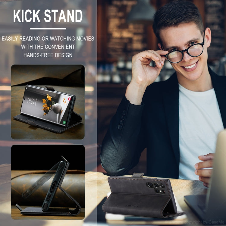 ForSamsung Galaxy S24 Ultra 5G CaseMe 013 Multifunctional Horizontal Flip Leather Phone Case(Black) by CaseMe