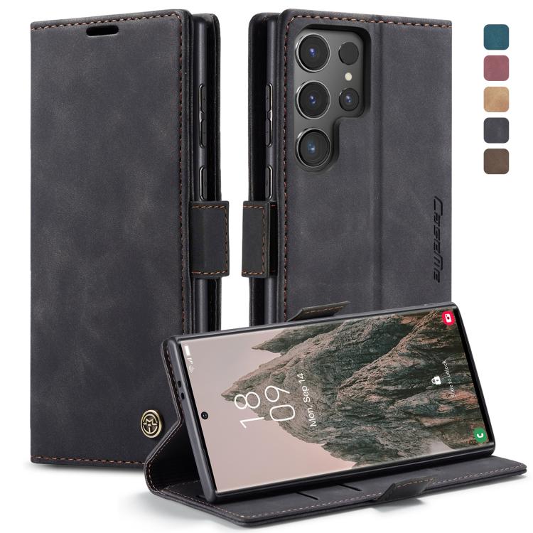 ForSamsung Galaxy S24 Ultra 5G CaseMe 013 Multifunctional Horizontal Flip Leather Phone Case(Black) by CaseMe