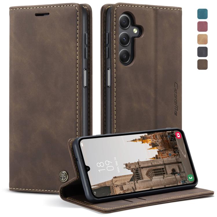 For Samsung Galaxy A15 5G CaseMe 013 Multifunctional Horizontal Flip Leather Phone Case(Coffee) by CaseMe