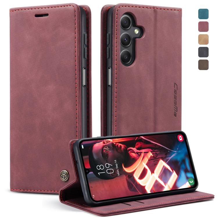 For Samsung Galaxy A15 5G CaseMe 013 Multifunctional Horizontal Flip Leather Phone Case(Wine Red) by CaseMe