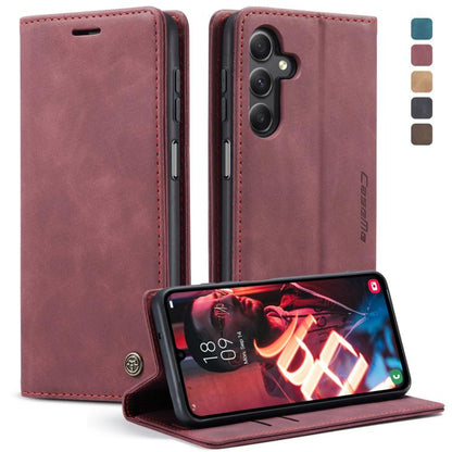 For Samsung Galaxy A15 5G CaseMe 013 Multifunctional Horizontal Flip Leather Phone Case(Wine Red) by CaseMe