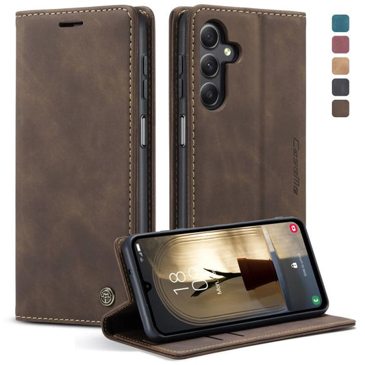 For Samsung Galaxy A25 5G CaseMe 013 Multifunctional Horizontal Flip Leather Phone Case(Coffee) by CaseMe
