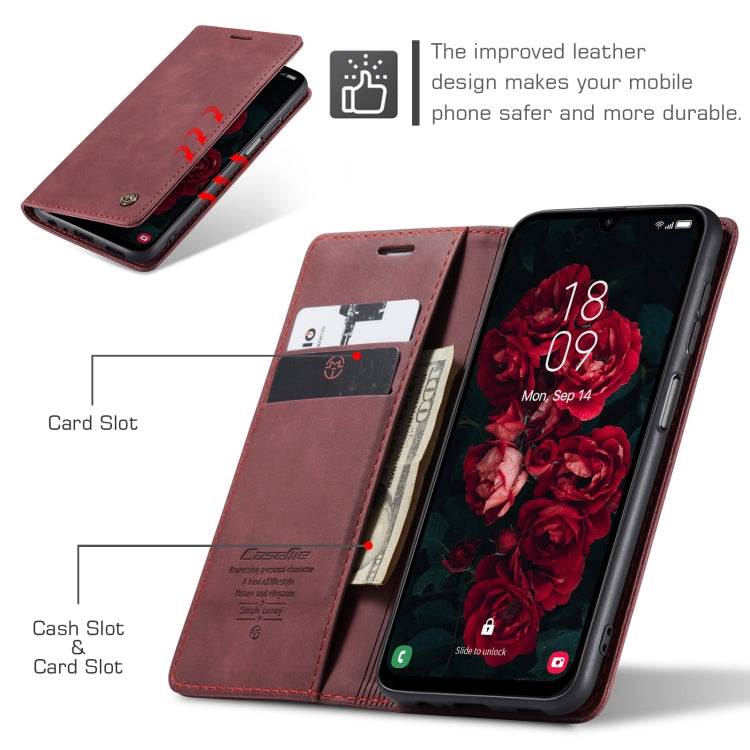 For Samsung Galaxy A25 5G CaseMe 013 Multifunctional Horizontal Flip Leather Phone Case(Wine Red) by CaseMe