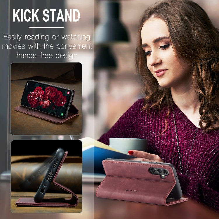 For Samsung Galaxy A25 5G CaseMe 013 Multifunctional Horizontal Flip Leather Phone Case(Wine Red) by CaseMe