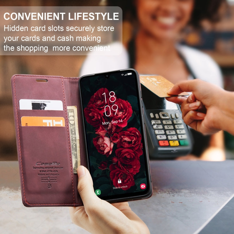 For Samsung Galaxy A25 5G CaseMe 013 Multifunctional Horizontal Flip Leather Phone Case(Wine Red) by CaseMe