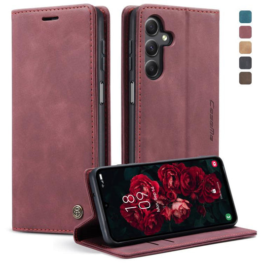 For Samsung Galaxy A25 5G CaseMe 013 Multifunctional Horizontal Flip Leather Phone Case(Wine Red) by CaseMe