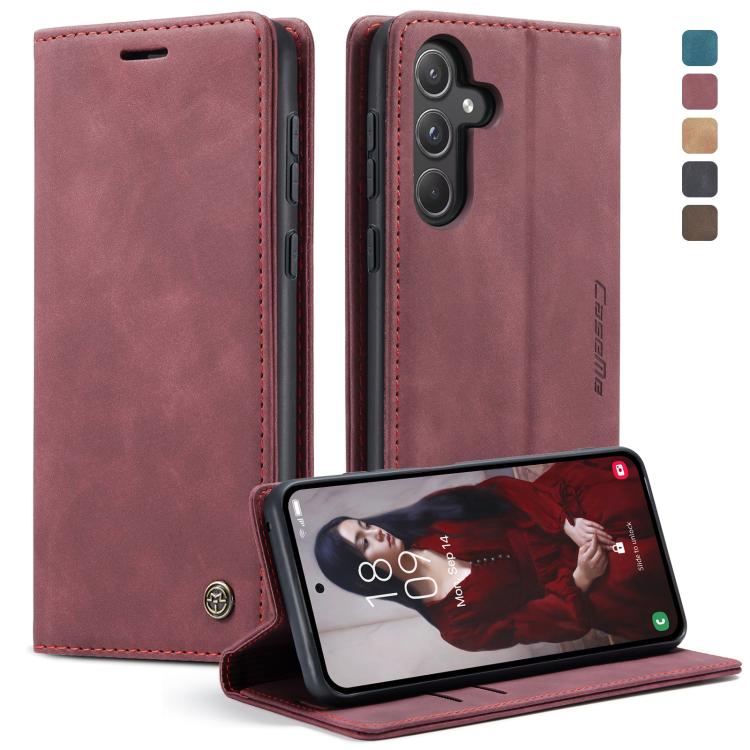 For Samsung Galaxy A55 5G CaseMe 013 Multifunctional Horizontal Flip Leather Phone Case(Wine Red) by CaseMe
