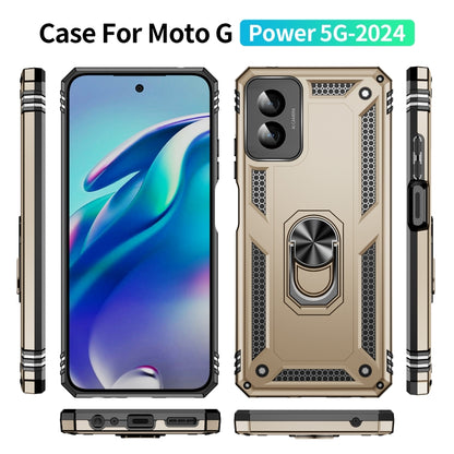 For Motorola Moto G Power 5G 2024 Shockproof TPU + PC Phone Case with Holder(Gold) - Motorola Cases by buy2fix | Online Shopping UK | buy2fix