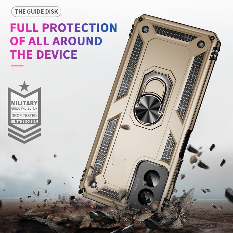 For Motorola Moto G Power 5G 2024 Shockproof TPU + PC Phone Case with Holder(Gold) - Motorola Cases by buy2fix | Online Shopping UK | buy2fix