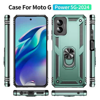 For Motorola Moto G Power 5G 2024 Shockproof TPU + PC Phone Case with Holder(Dark Green) - Motorola Cases by buy2fix | Online Shopping UK | buy2fix