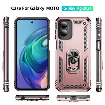 For Motorola Moto G Play 4G 2024 Shockproof TPU + PC Phone Case with Holder(Rose Gold) - Motorola Cases by buy2fix | Online Shopping UK | buy2fix