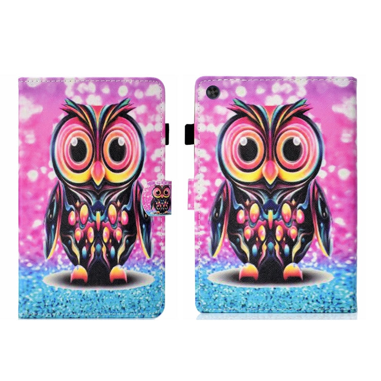 For Samsung Galaxy Tab A11+ / A9+ Coloured Drawing Stitching Flip PU Tablet Case with Sleep / Wake-up Function(Owl) by buy2fix