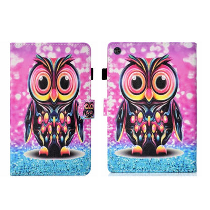 For Samsung Galaxy Tab A11+ / A9+ Coloured Drawing Stitching Flip PU Tablet Case with Sleep / Wake-up Function(Owl) by buy2fix