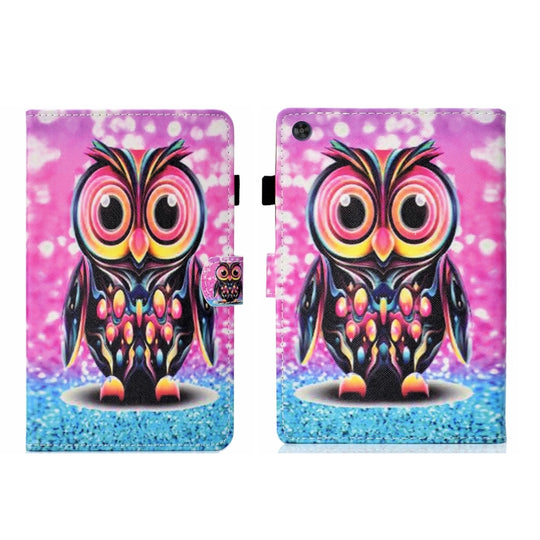 For Samsung Galaxy Tab A11+ / A9+ Coloured Drawing Stitching Flip PU Tablet Case with Sleep / Wake-up Function(Owl)