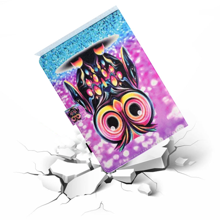 For Samsung Galaxy Tab A11+ / A9+ Coloured Drawing Stitching Flip PU Tablet Case with Sleep / Wake-up Function(Owl) by buy2fix