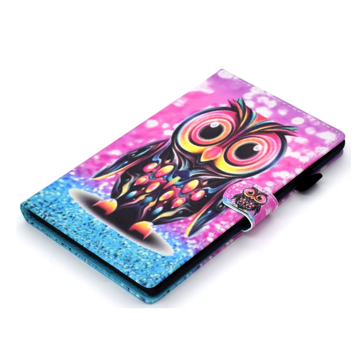 For Samsung Galaxy Tab A11+ / A9+ Coloured Drawing Stitching Flip PU Tablet Case with Sleep / Wake-up Function(Owl) by buy2fix