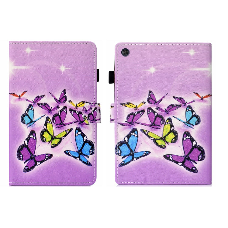 For Samsung Galaxy Tab A11+ / A9+ Coloured Drawing Stitching Flip PU Tablet Case with Sleep / Wake-up Function(Butterflies) by buy2fix