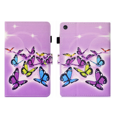 For Samsung Galaxy Tab A11+ / A9+ Coloured Drawing Stitching Flip PU Tablet Case with Sleep / Wake-up Function(Butterflies) by buy2fix