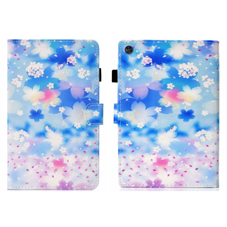 For Samsung Galaxy Tab A11+ / A9+ Coloured Drawing Stitching Flip PU Tablet Case with Sleep / Wake-up Function(Petal Rain) by buy2fix