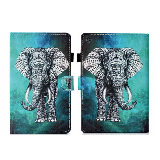 For Samsung Galaxy Tab A11+ / A9+ Coloured Drawing Stitching Flip PU Tablet Case with Sleep / Wake-up Function(Elephant) by buy2fix