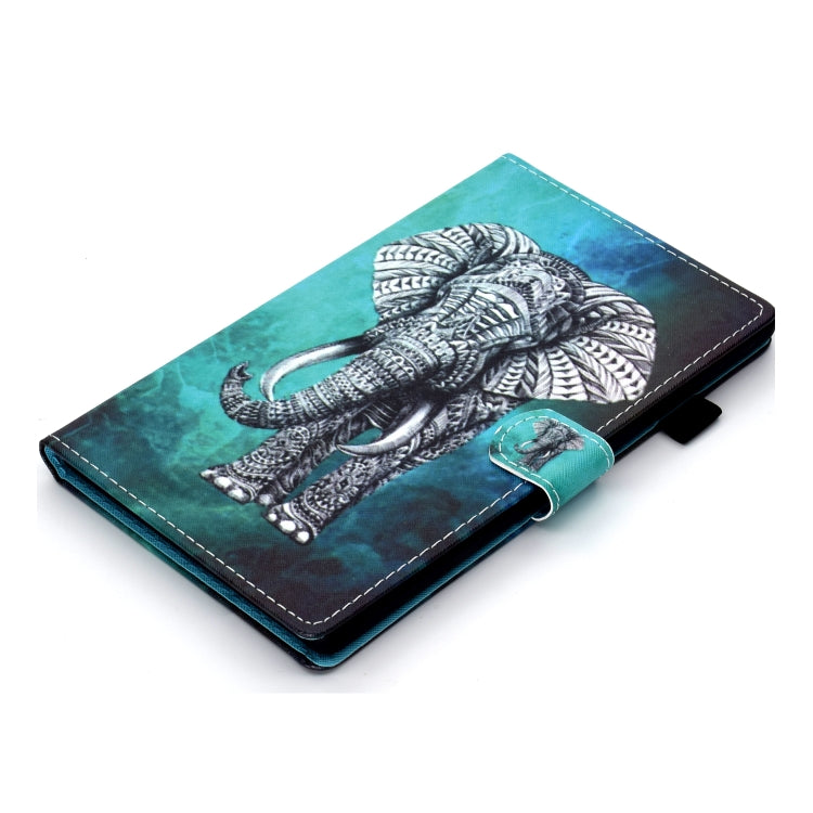 For Samsung Galaxy Tab A11+ / A9+ Coloured Drawing Stitching Flip PU Tablet Case with Sleep / Wake-up Function(Elephant) by buy2fix