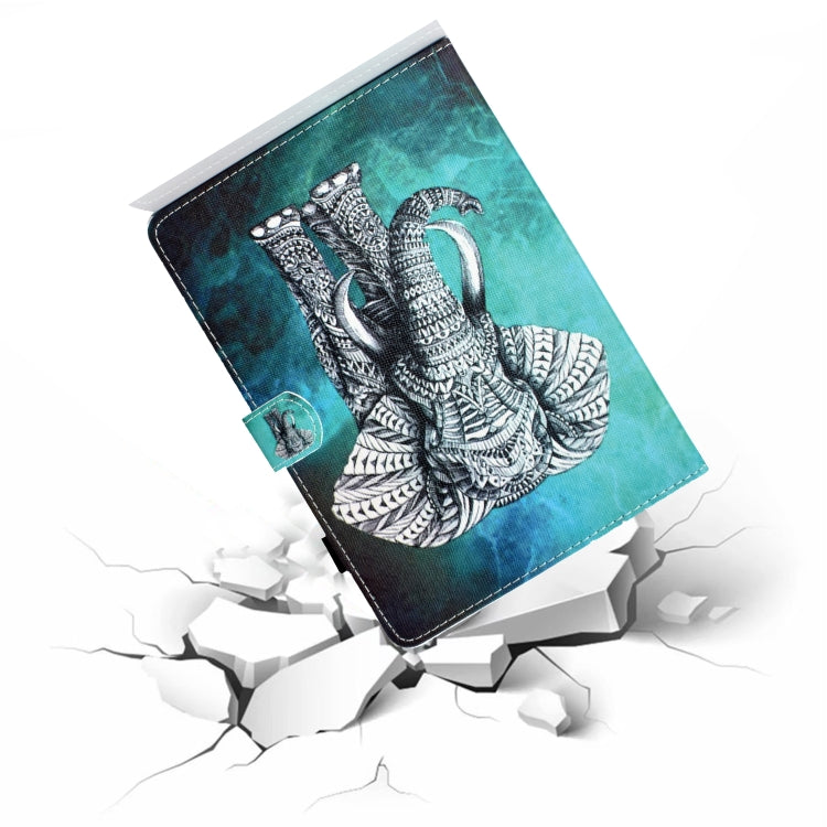 For Samsung Galaxy Tab A11+ / A9+ Coloured Drawing Stitching Flip PU Tablet Case with Sleep / Wake-up Function(Elephant) by buy2fix