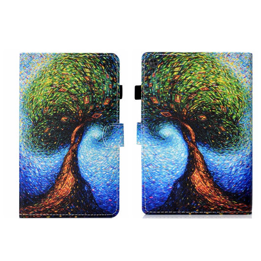 For Samsung Galaxy Tab A11+ / A9+ Coloured Drawing Stitching Flip PU Tablet Case with Sleep / Wake-up Function(Abstract Tree) by buy2fix