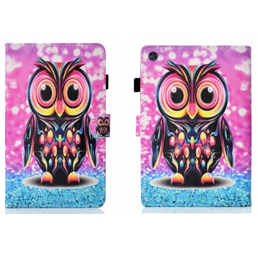 For Samsung Galaxy Tab A11 / A9 Coloured Drawing Stitching Flip PU Tablet Case with Sleep / Wake-up Function(Owl) by buy2fix