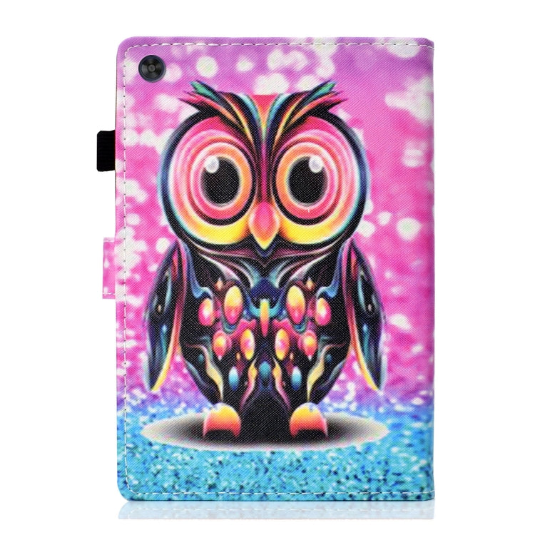 For Samsung Galaxy Tab A11 / A9 Coloured Drawing Stitching Flip PU Tablet Case with Sleep / Wake-up Function(Owl) by buy2fix
