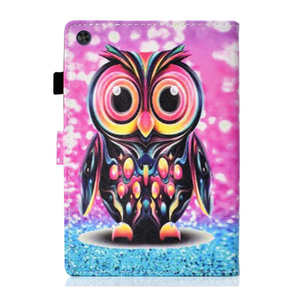 For Samsung Galaxy Tab A11 / A9 Coloured Drawing Stitching Flip PU Tablet Case with Sleep / Wake-up Function(Owl) by buy2fix