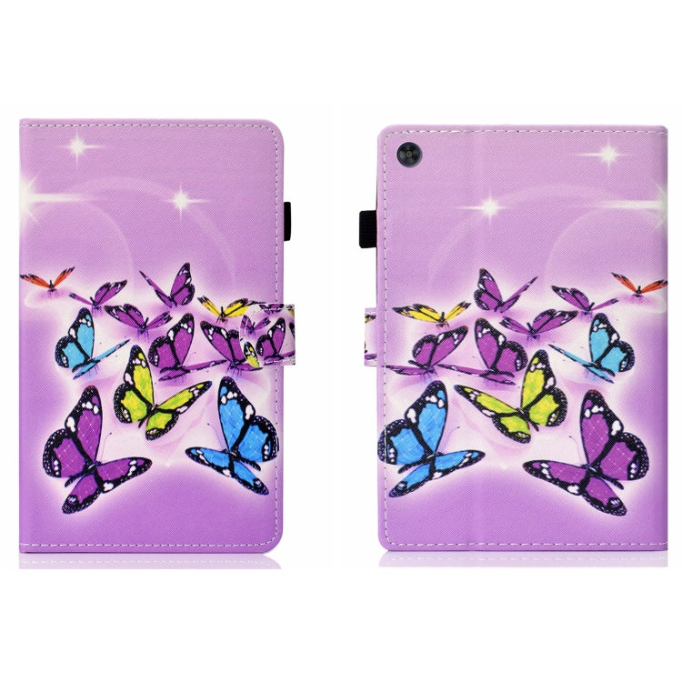 For Samsung Galaxy Tab A11 / A9 Coloured Drawing Stitching Flip PU Tablet Case with Sleep / Wake-up Function(Butterflies) by buy2fix