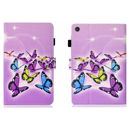 For Samsung Galaxy Tab A11 / A9 Coloured Drawing Stitching Flip PU Tablet Case with Sleep / Wake-up Function(Butterflies) by buy2fix