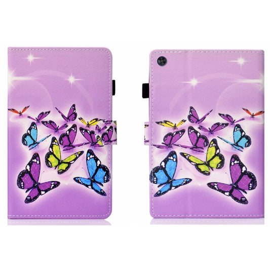 For Samsung Galaxy Tab A11 / A9 Coloured Drawing Stitching Flip PU Tablet Case with Sleep / Wake-up Function(Butterflies) by buy2fix