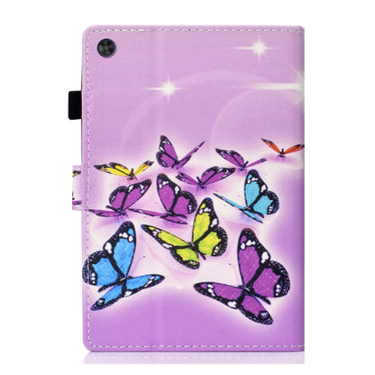 For Samsung Galaxy Tab A11 / A9 Coloured Drawing Stitching Flip PU Tablet Case with Sleep / Wake-up Function(Butterflies) by buy2fix