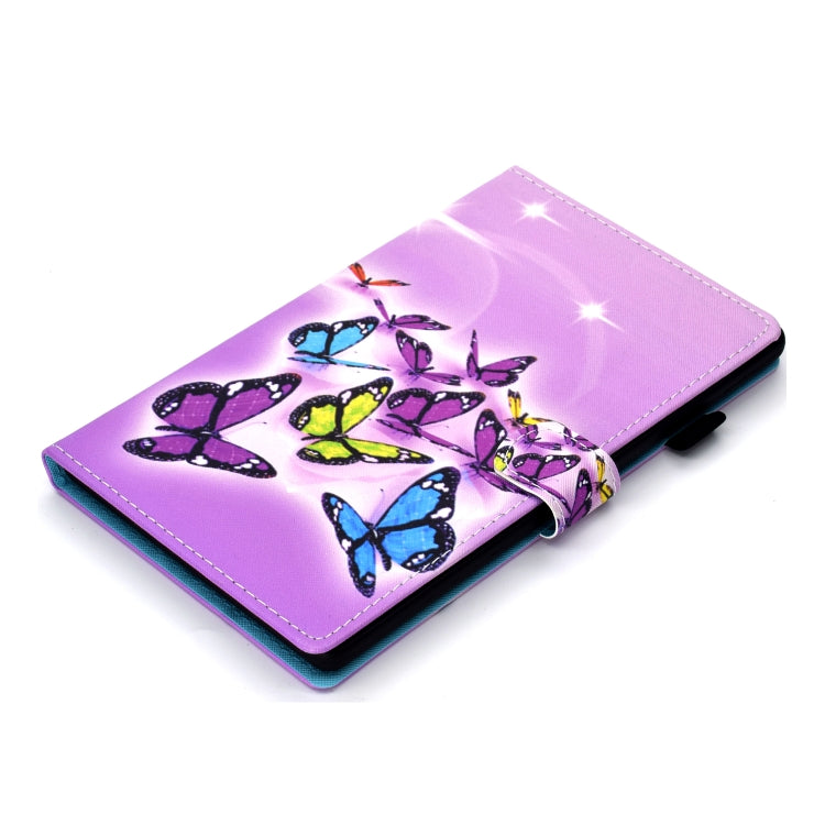For Samsung Galaxy Tab A11 / A9 Coloured Drawing Stitching Flip PU Tablet Case with Sleep / Wake-up Function(Butterflies) by buy2fix