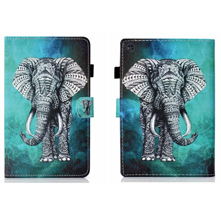 For Samsung Galaxy Tab A11 / A9 Coloured Drawing Stitching Flip PU Tablet Case with Sleep / Wake-up Function(Elephant) by buy2fix