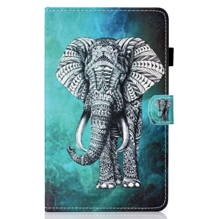 For Samsung Galaxy Tab A11 / A9 Coloured Drawing Stitching Flip PU Tablet Case with Sleep / Wake-up Function(Elephant) by buy2fix