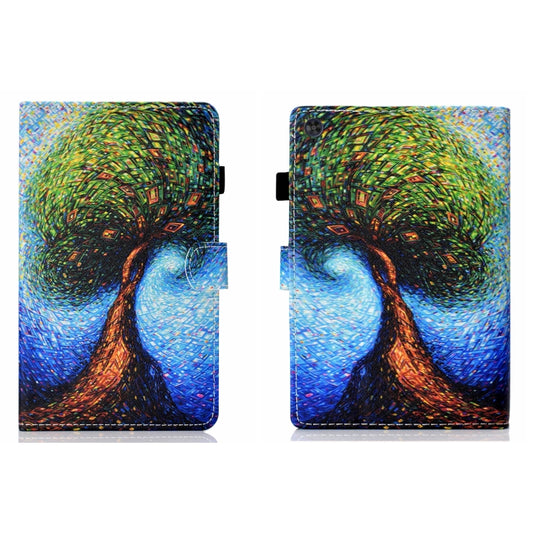 For Samsung Galaxy Tab A11 / A9 Coloured Drawing Stitching Flip PU Tablet Case with Sleep / Wake-up Function(Abstract Tree) by buy2fix