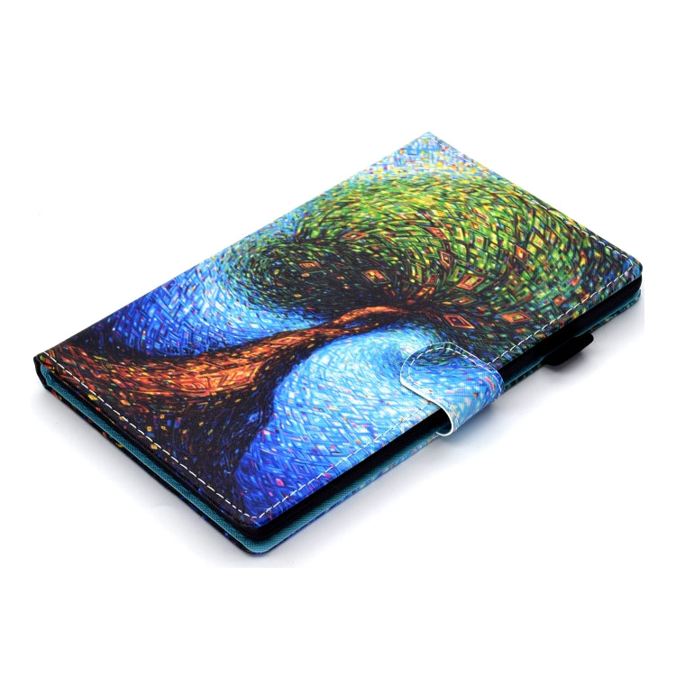 For Samsung Galaxy Tab A11 / A9 Coloured Drawing Stitching Flip PU Tablet Case with Sleep / Wake-up Function(Abstract Tree) by buy2fix