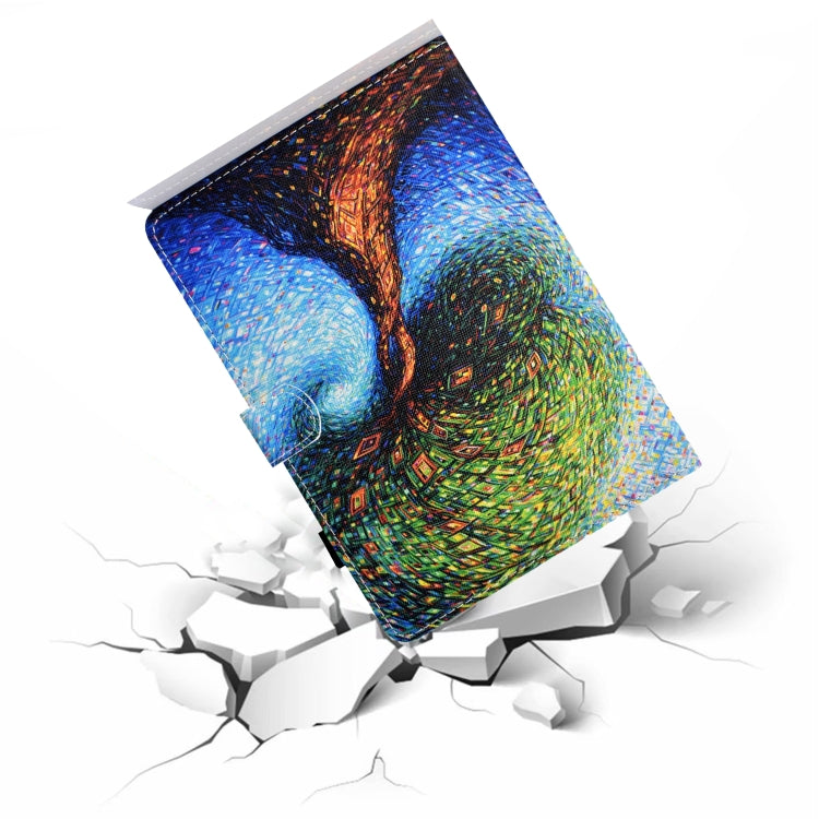 For Samsung Galaxy Tab A11 / A9 Coloured Drawing Stitching Flip PU Tablet Case with Sleep / Wake-up Function(Abstract Tree) by buy2fix