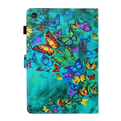 For Samsung Galaxy Tab A11+ / A9+ Coloured Drawing Stitching Flip PU Tablet Case with Sleep / Wake-up Function(Green Butterfly) by buy2fix