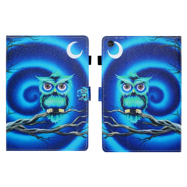 For Samsung Galaxy Tab A11+ / A9+ Coloured Drawing Stitching Flip PU Tablet Case with Sleep / Wake-up Function(Moon Owl) by buy2fix